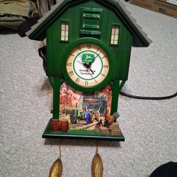 John Deere Rustic Green Barn Wall Clock